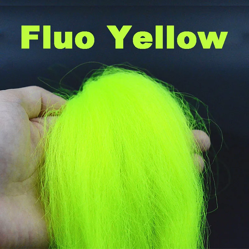 Fluo Yellow Созерцатель 8 дополнительных цветов растягивает волокна прочные синтетические материалы для завязывания 25 см твердое волокно для клоусов/обманщиков - Цвет: Fluo Yellow