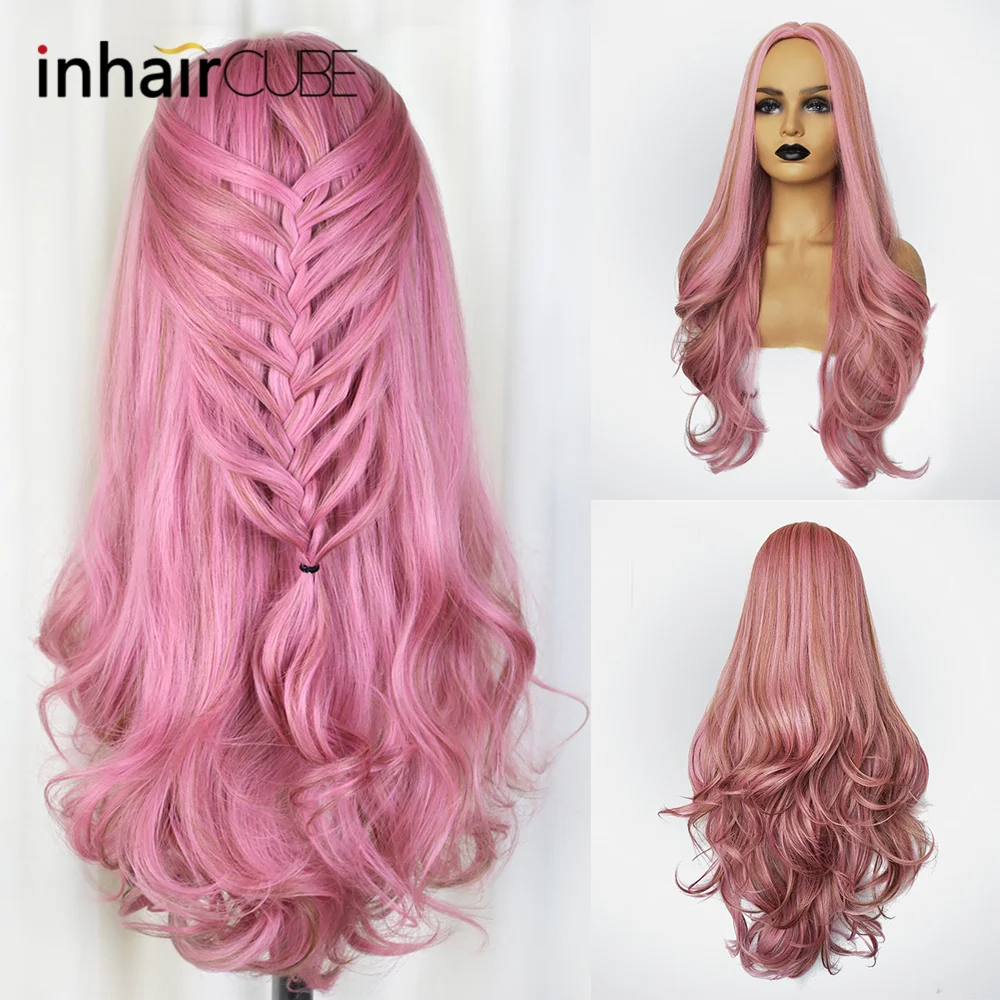 Inhair куб длинные волнистые натуральные парики для косплея натуральные женские парики вечерние термостойкие синтетические парики