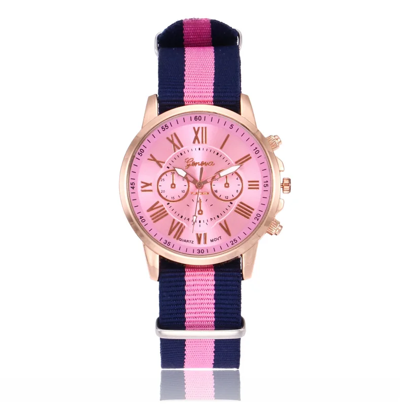 

Foreign Trade Sale New Fashion Nylon Tape Casual Watch Geneva Classic Three-Eyed Students Watch