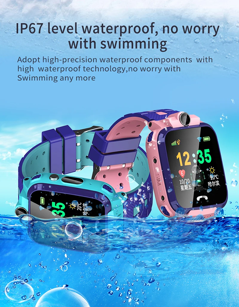 Mr NEW V95 анти-потеря Смарт-часы Дети IP67 Wateproof SOS видео вызов LBS позиционирования трекер монитор прочный для мальчиков и девочек