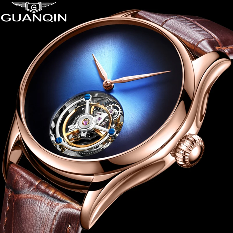 GUANQIN 2020 Tourbillon Мужские часы Топ бренд класса люкс 100% настоящие мужские сапфировые