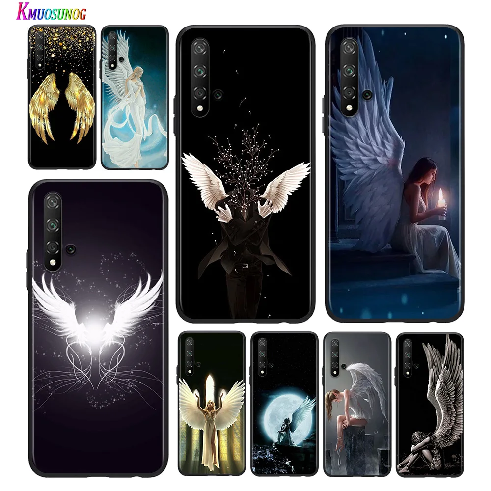 Bright Black Cover Angel wings for Huawei Honor 30 20S 20 10i 9S 9A 9C 9X 8X 10 9 Lite 8A 7C 7A Pro Phone Case | Мобильные телефоны