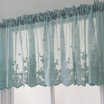 

Modern Lace Jacquard Window Curtain Valance Lace Hem Coffee Short Curtain For Kitchen Cabinet Door Bedroom Home Decor