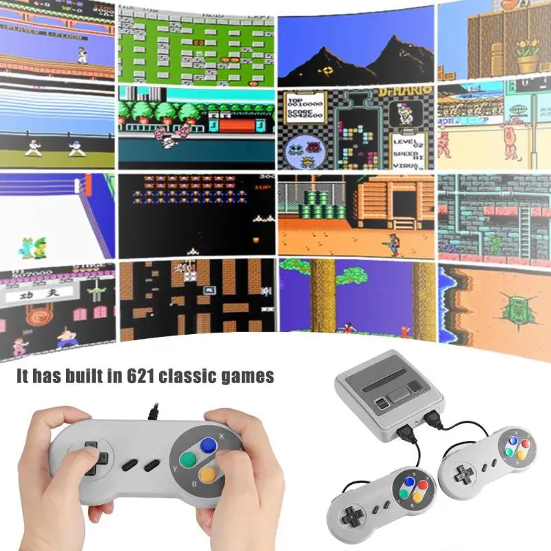 Ретро Мини 8 битная игровая консоль AV выход ручной игровой плеер встроенный 621