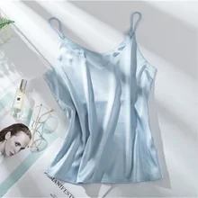 Женская майка Топ Женская Холтер v-образный вырез Базовая белая майка без рукавов Женская летняя Кофта Большой размер, сатиновый шелковые майки