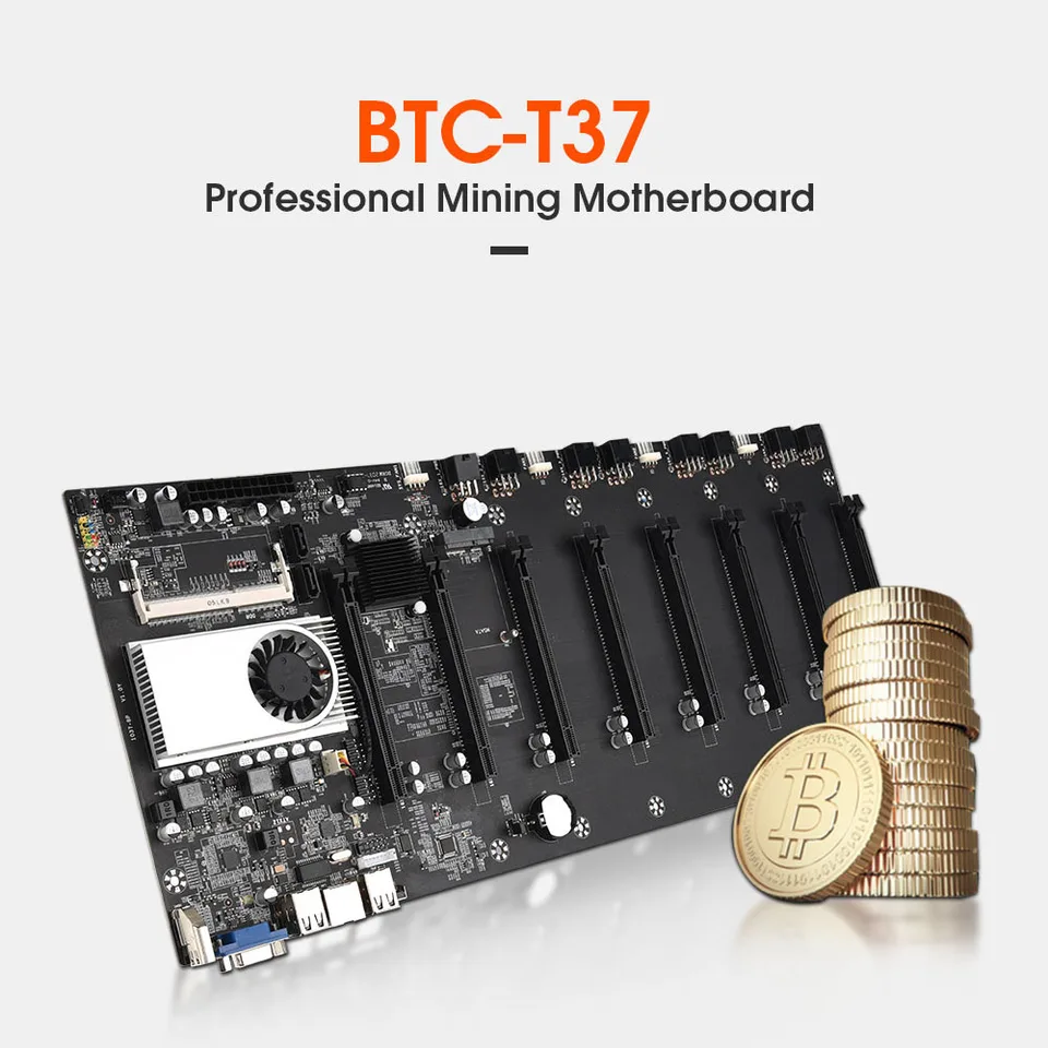 マザーボード BTC-S37 Mining Rig Case 7 GPU Miner Rig BTC-S37 8 GPU Mining Rig, 2000 W, zestaw płyty głównej z CPU 128