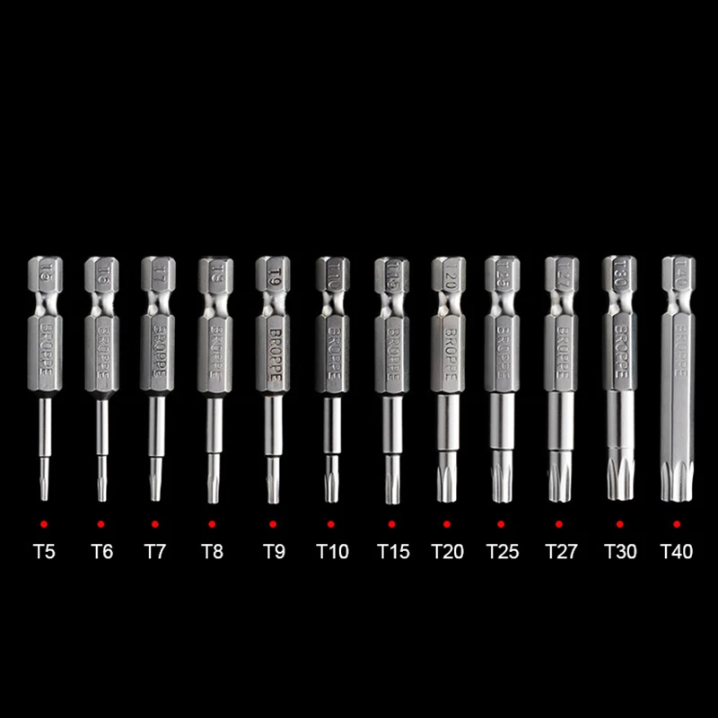 12Pcs Screwdriver Tamper Proof Safety Bits Set Drill Torx Flat Head Driver Bits Alloy steel high hardness ferramenta