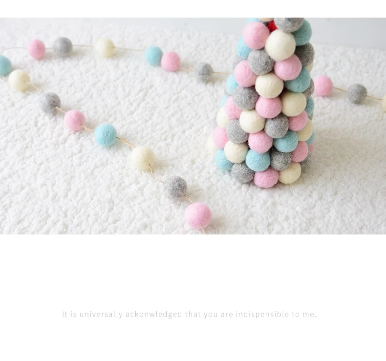 Ins Wool Felt Mini Christmas Tree Decoration Tabletop Decoration Wool Ball String Christmas Wreath Ornament QW246 (7)