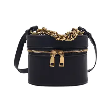 

Creative Delicate Crossbody Bag Casual Color PU Leather Shoulder Satchel Women Solid Color Bucket Chain Box Handbag