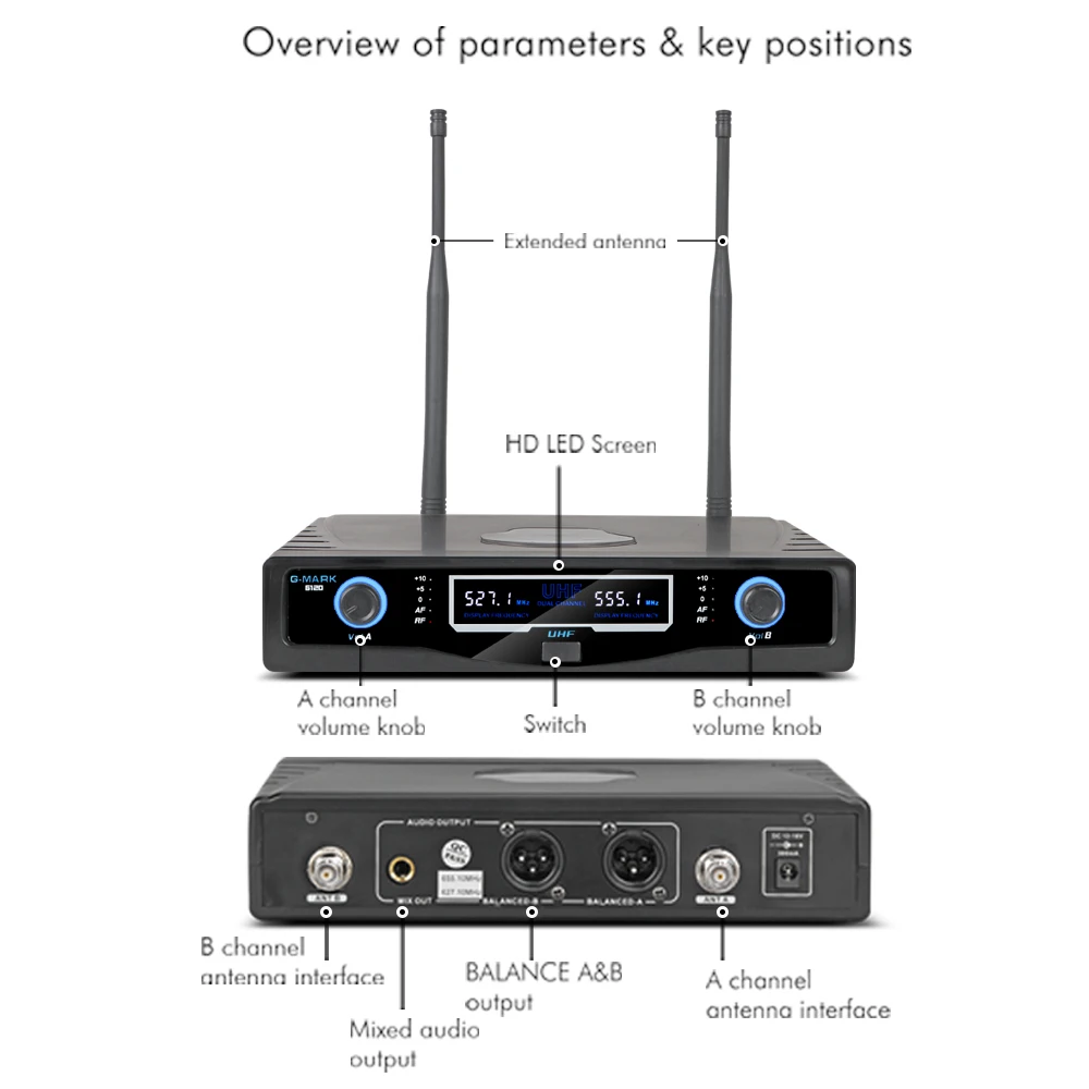 G MARK G120 петличный микрофон двухсторонний UHF беспроводная система с фиксированной