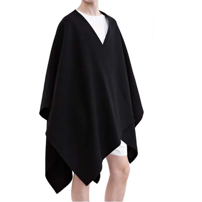 Woolen Coat Men's Long Loose Couple's Jacket Winter Trend Windbreaker Sleeveless Cape Cloak Cloak Men's Tops