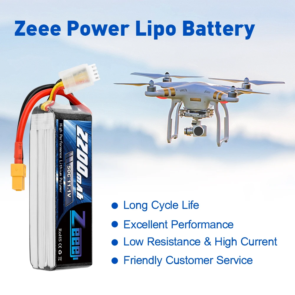 2 блока Zeee 2200 мАч 3S 11 1 В 50C Lipo батарея с разъемом XT60 для радиоуправляемого