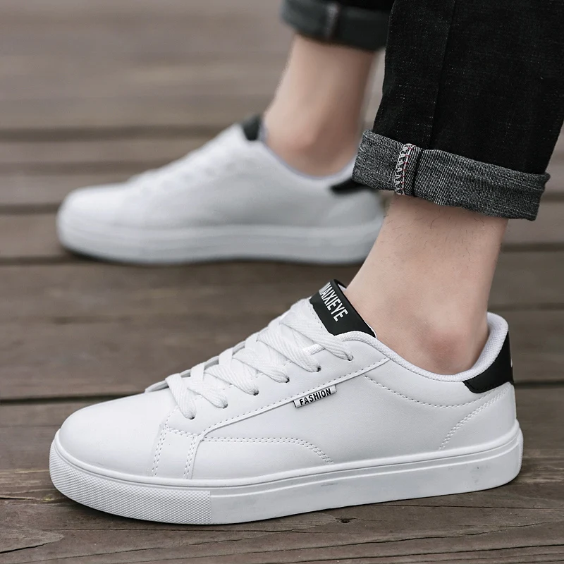 

Men's Leather Sport Running shoes White Sneaker Fashion 2020 New Man Casual Shoes buty sportowe meskie zapatillas Footwears Buty