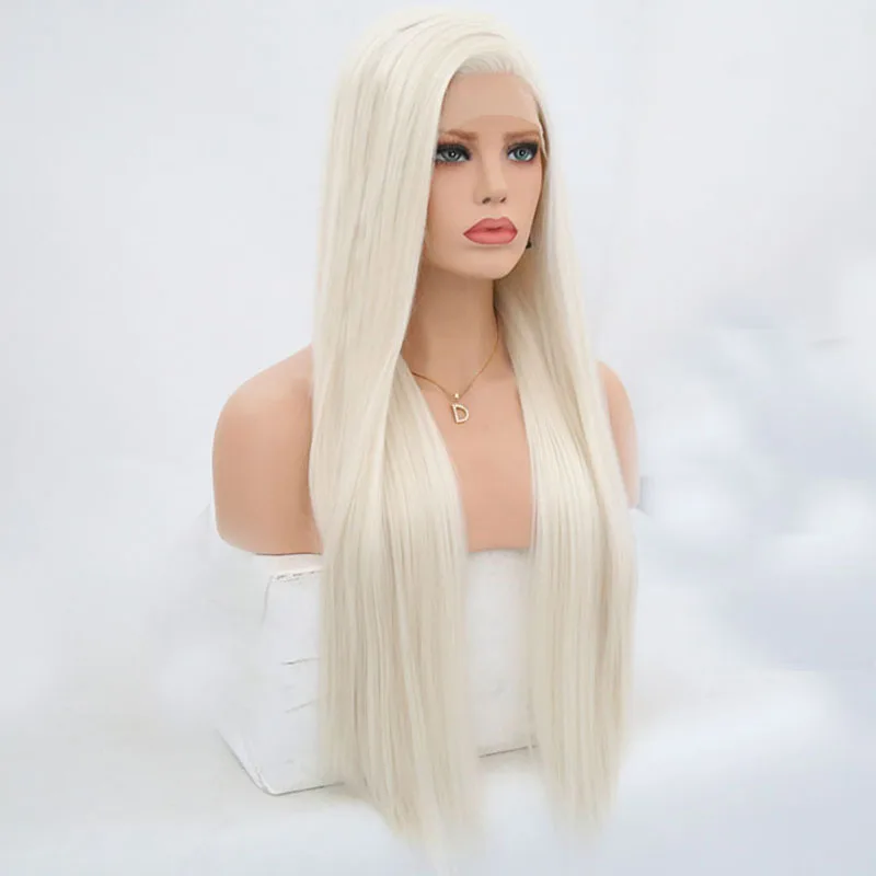 Blonde Wig Synthetic Lace Front Wig For Women Long Silky Straight Hair Natural Hairline Side Part Cosplay Wigs Charisma lace front wig lace wigs synthetic wigs womens synthetic wigs