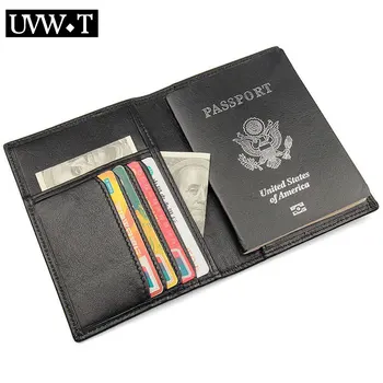 

Genuine Cow Leather Men Passport Cover Vintage Bussiness Coin Cash Purse ID Bank Pass Card Holder Travel Purse Wallet