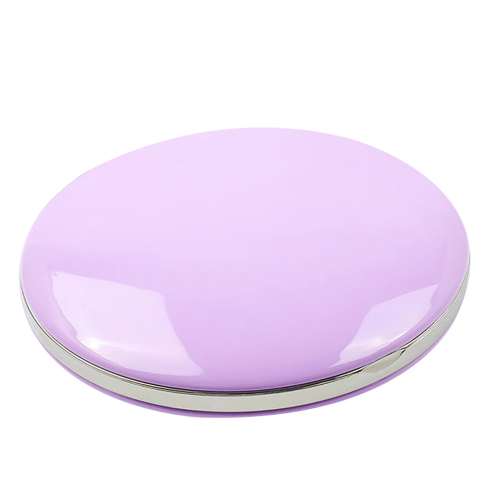 Purple Мини-зеркало для макияжа, светодиодный светильник, компактное ручное складное круглое зеркало с подсветкой для путешествий и дома JS11 - Цвет: Purple