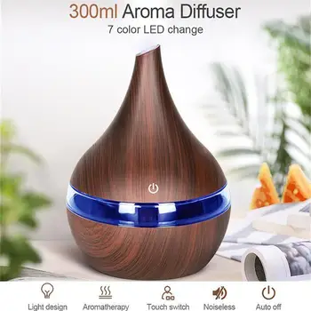 

300ML USB Electric Aroma Air Diffuser Wood Ultrasonic Air Humidifier Essential Oil Aromatherapy Cool Mist Maker Night Light