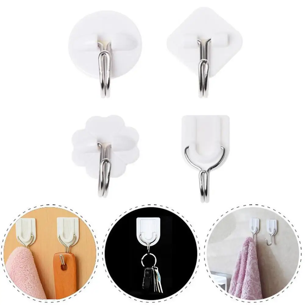 

10PCS Self Adhesive Wall Hooks Family Robe Hanging Wall Bag Key Hook Hook Seamless Bag Robe Hats Multi-Purpose Hanger Hat C0D5