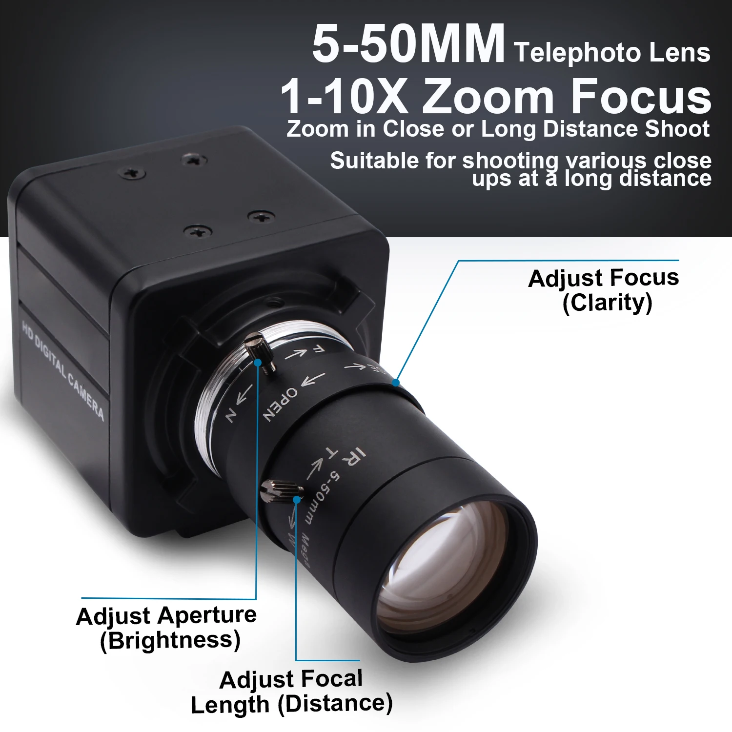 1080pフルHDカメラ,30fps,60fps,100fps,USBカメラ,手動ズーム