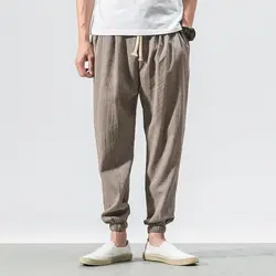 2019 хлопковые льняные повседневные шаровары, Мужские штаны для бега, мужские брюки для фитнеса, Мужские штаны в традиционном китайском