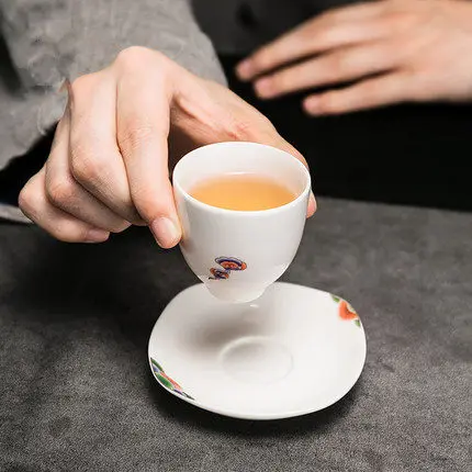 Ceramic Painted Tea Set Cover Bowl Teacup Fair Cup White Porcelain Household Chinese Style Kung Fu Black Tea Teaware Gift Box