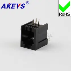 2 шт. 5521-PCB-6P4C-Infinite-90 Degree-Black-Stitchable-RJ11 Разъем 8-Порты и разъёмы телефонный Соединительный разъем