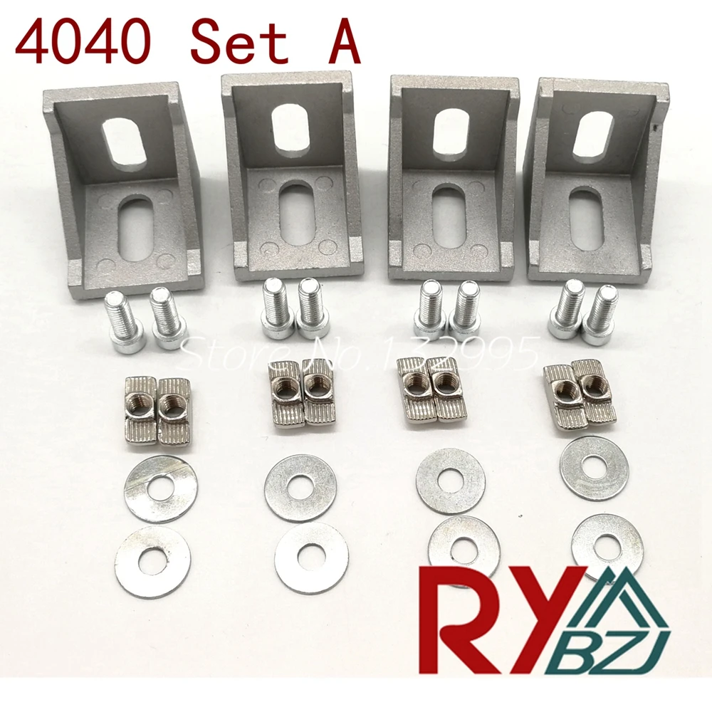 

Aluminum Profile angle Bracket Sets for 4040 Aluminum Profile including nuts and screws bolts Aluminium profile accessories kits