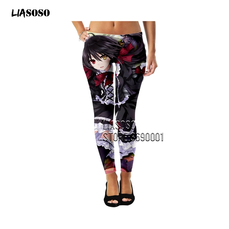 LIASOSO, 3D принт, аниме, дата, живой токисаки, Куруми, кошмар, для девушек, дамские леггинсы с эффектом пуш-ап, женские леггинсы, штаны до щиколотки, одежда