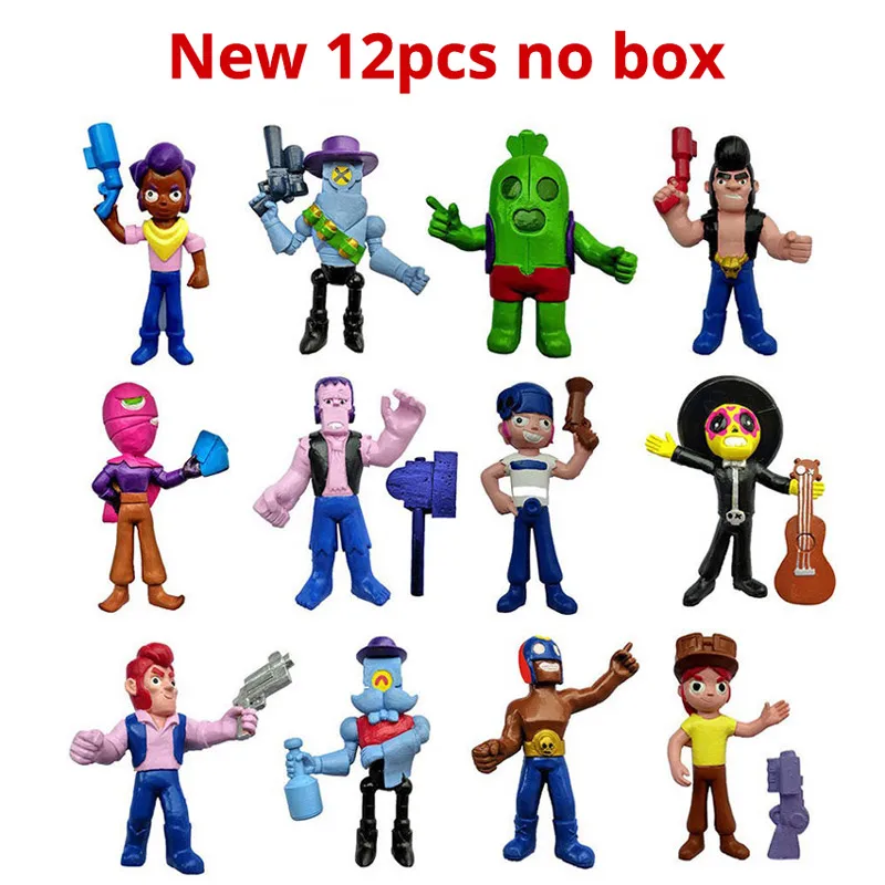 12 pcs style A Brawls фигурка героя из мультфильма модель Спайк Шелли Кольт Леон Примо мортис кукла год Рождество игрушка подарок для мальчика девочки дети - Цвет: 12 pcs style A