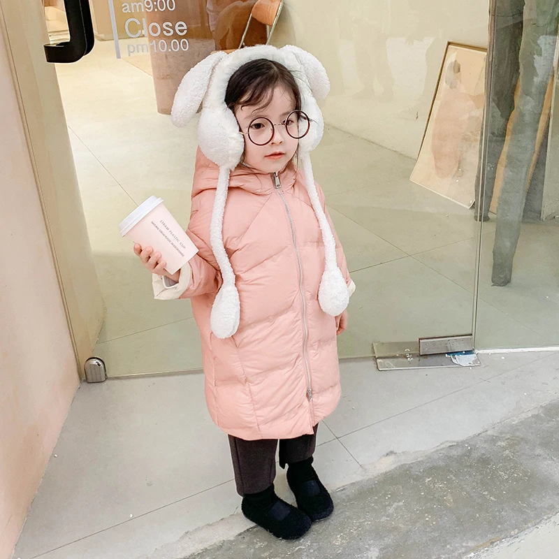 

Girls Thin Warm Down Jacket 2019 Winter New Children's Baby Foreign Style Long Hooded Casual Coat Toddler Girls Clothes