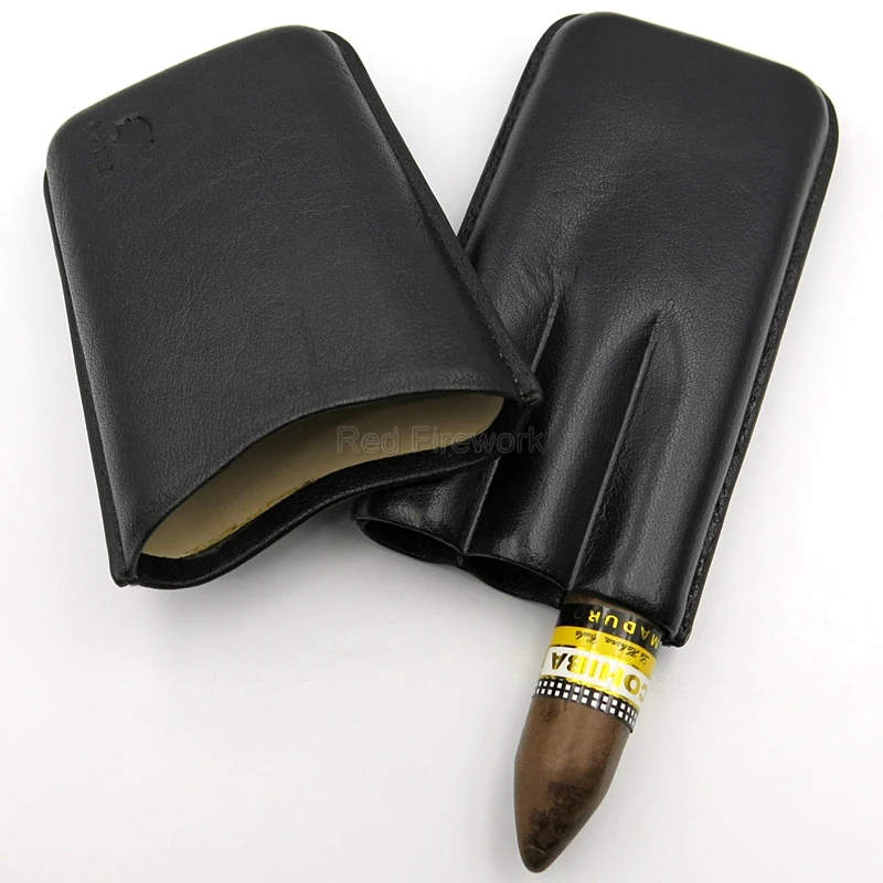 COHIBA, элегантный чехол из натуральной кожи для сигар, переносной держатель для сигар, подходит для 3 сигар в подарочной коробке