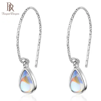 

Bague Ringen 925 Sterling Silver Earrings with Moonstone Gemstone Water drop female Jewelry Wedding Party silver gift Wholesale