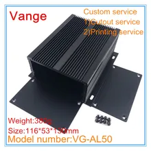 2 шт./лот экструзионные интегрированные профили корпус 6063-T5 алюминиевый корпус для проекта Чехол diy 116*53*130 мм настенный для PCB продукта