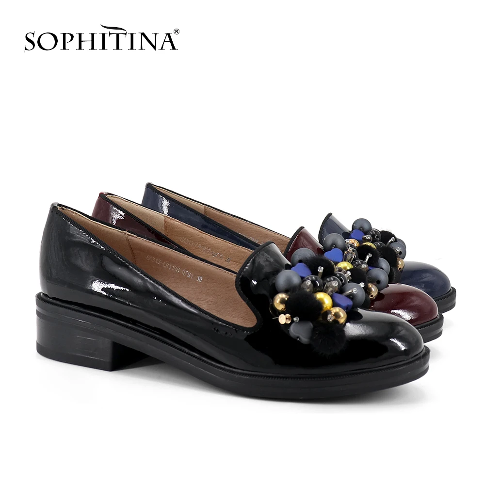 SOPHIITINA/модная дизайнерская обувь на плоской подошве; удобная обувь из коровьей кожи высокого качества с круглым носком; повседневная женская обувь на плоской подошве; PC363