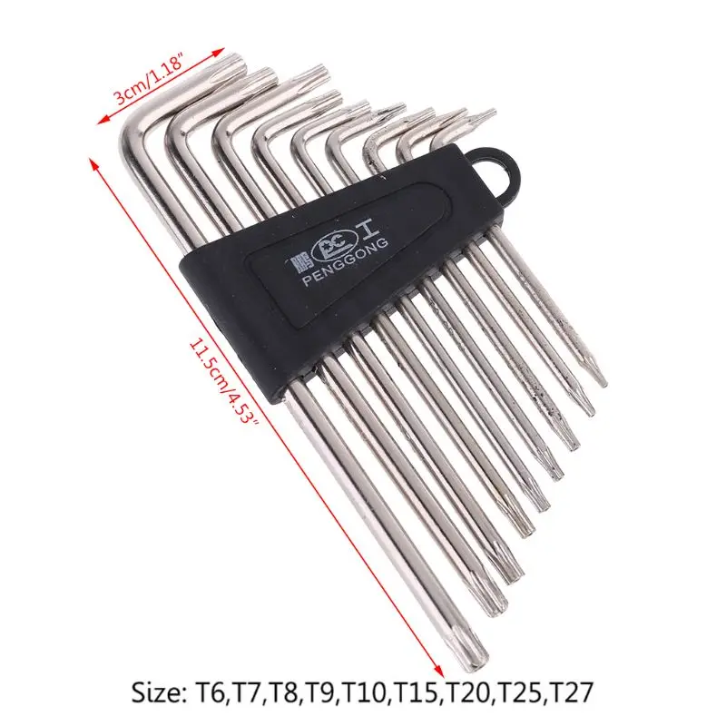 9PCS L-shape Hex key Set Torx Star Hex Wrench Tool Set with