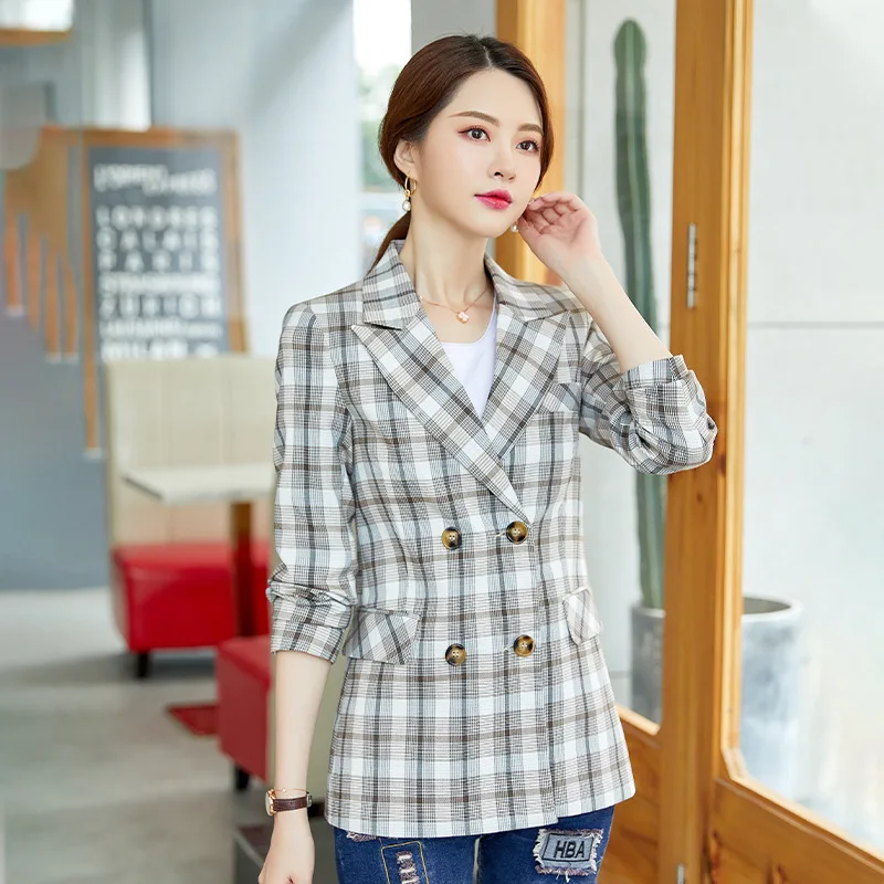 

Fashionable Style Double Breasted Suit Jacket Women's Autumn And Winter Thick Loose Large Version of Casual Long Short-height Su