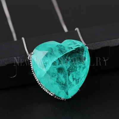 green-white plated Newronse pedra Fusion камень сердце Цепочки и ожерелья 10 видов цветов кулон с камнем рождения Цепочки и ожерелья s Длинная цепочка, со стразами Цепочки и ожерелья s вечерние ювелирные изделия - Окраска металла: green-white plated