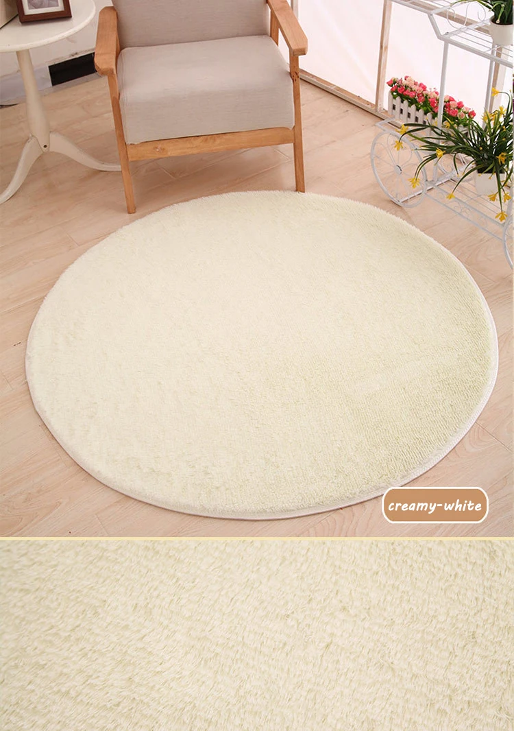 120 x 120cm Round Plush Carpet Soft Living Room Bedroom Rug Floor Mat Home Decor Short-haired Silky Plush Carpets Warm Mats