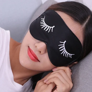 

Adjustable Strap Flight Gifts Home Travel Sleep Relaxing Eye Mask Faux Silk Lightweight Eyelashes Embroidery Smooth Soft Shading