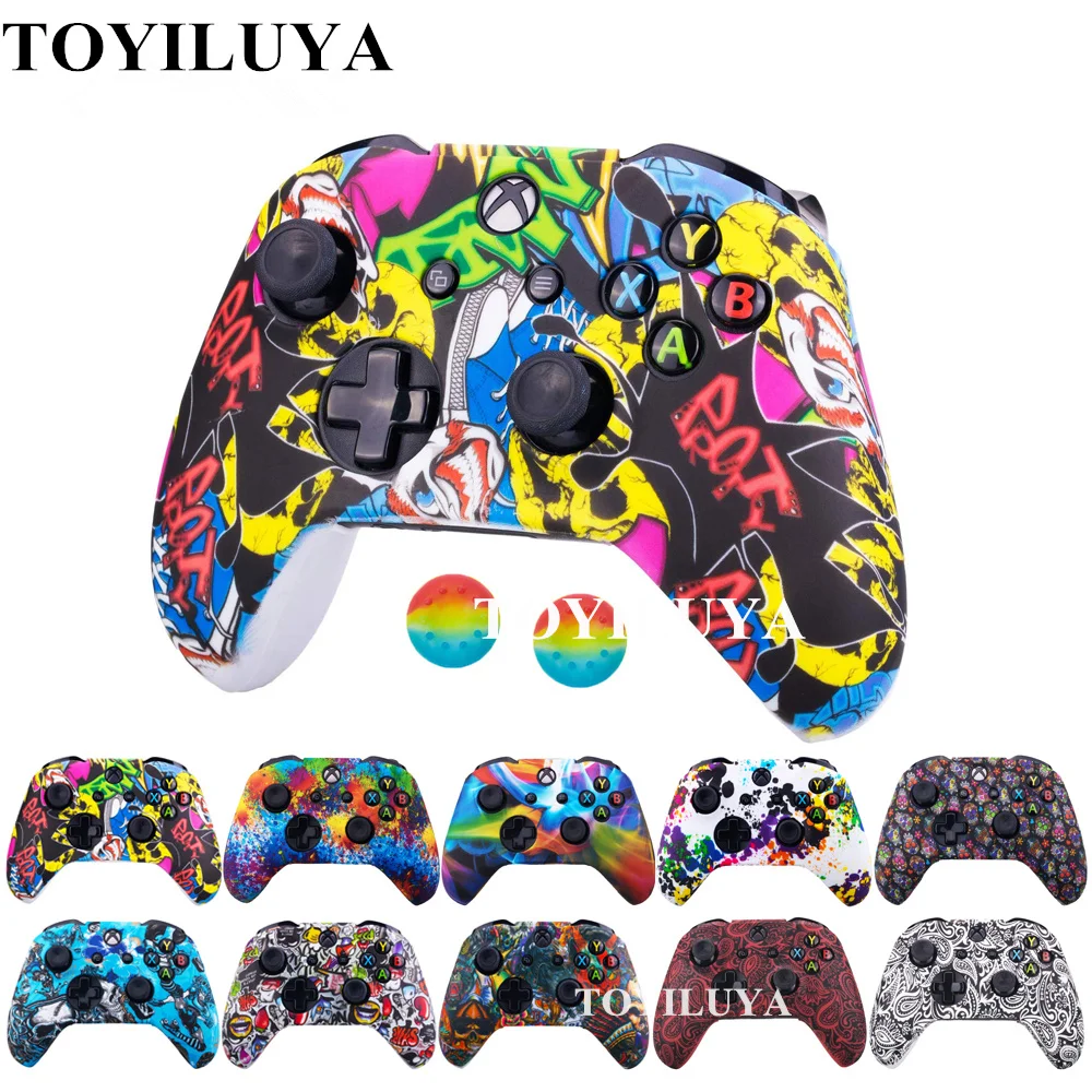 1PCS Camouflage Silicone Protective Skin Case Rubber Sleeve Cover Thumb Stick Grips for Xbox One S Controller Game Accessories |