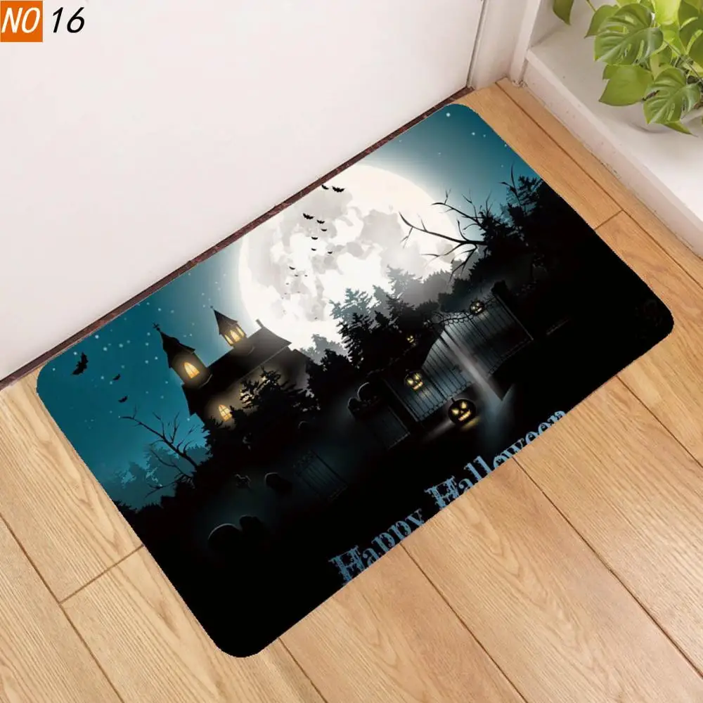 Лиловый Sholisa Противоскользящий пол на Хэллоуин коврик у двери ванной 3D Печатный тыквенный туалетный коврик водопоглощающий коврик для ванной комнаты ковер для гостиной - Цвет: Лиловый