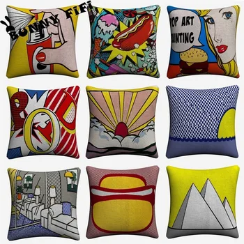 

Homie Pop Art Decorative Cotton Linen Cushion Cover 45x45cm For Sofa Chair Pillowcase Home Decor Almofada
