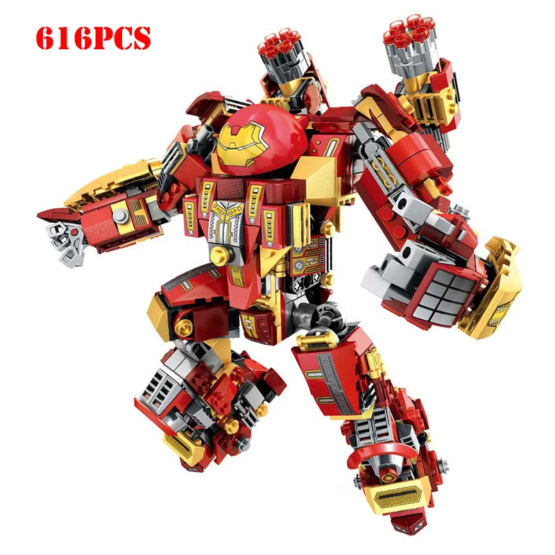 

Super Heroes Avengers Iron Man Hulk Buster Mech Robot Figures Building Blocks Compatible Legoeds Technic Bricks Children Toys