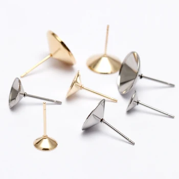 

20pcs Stainless Steel Earring 6/8/10/12mm Ear Settings Cabochon Base Bezel Trays Accessories for Ear Jewelry Making Findings DIY