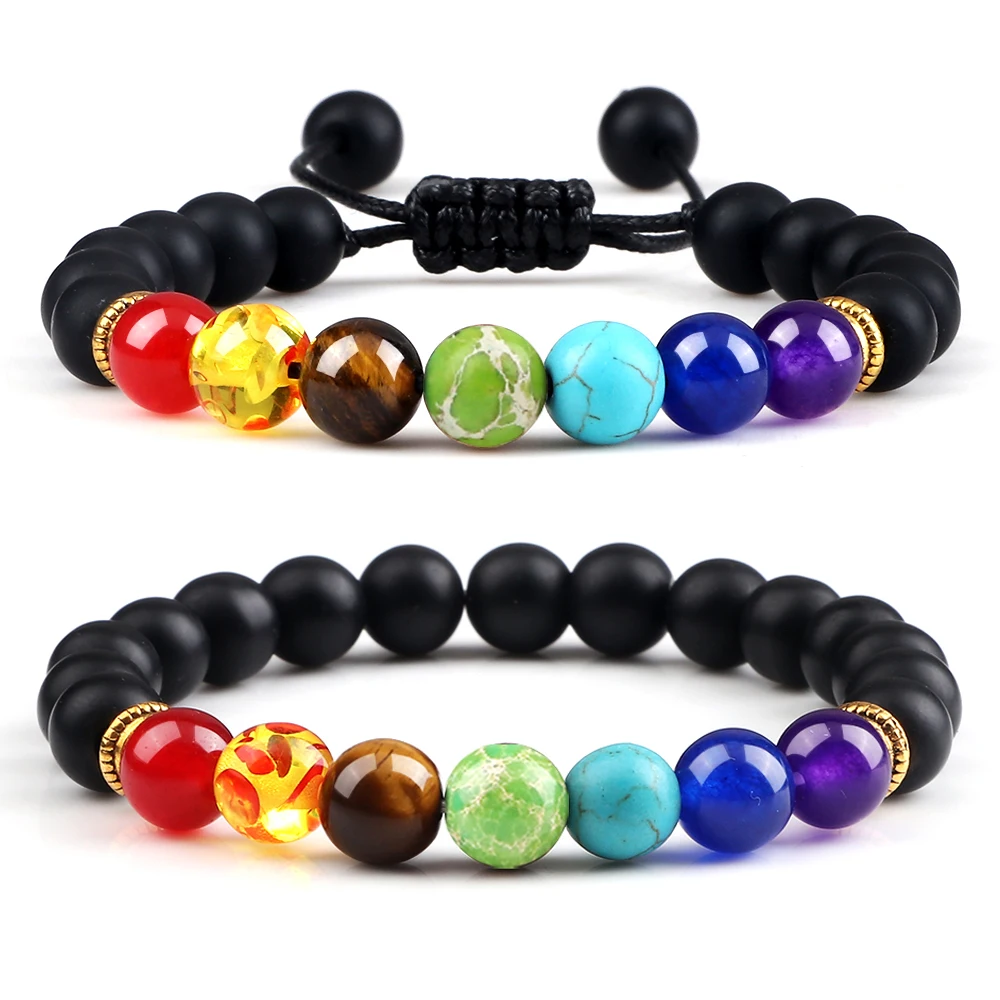 8mm Natural Gem Beads Stretch & Adjustable Bracelet Healing Reiki 7 Chakras Yoga 