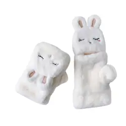 Уплотненные плюшевые перчатки с кроликом, зимние милые женские рукавицы, модные теплые мягкие перчатки для девочек, распродажа 2019, новинка