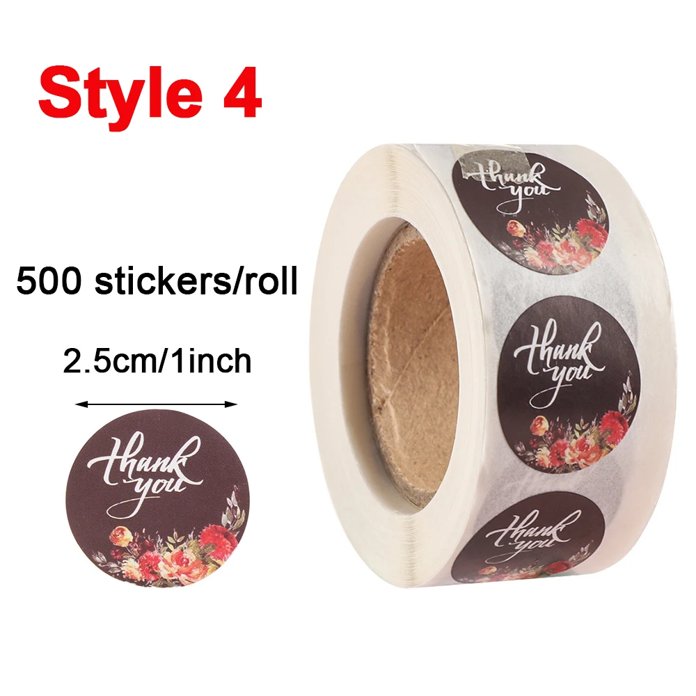 500Pcs//roll Christmas Kraft Handmade Stickers Thank You Label Sealing Supplies ~