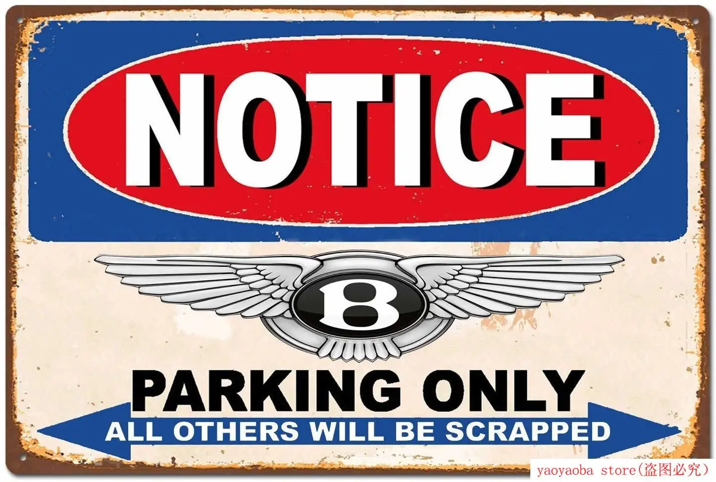 Vintage Retro Garage Wall Decor Bentley Parking Only Metal Sign 30 x 20cm 