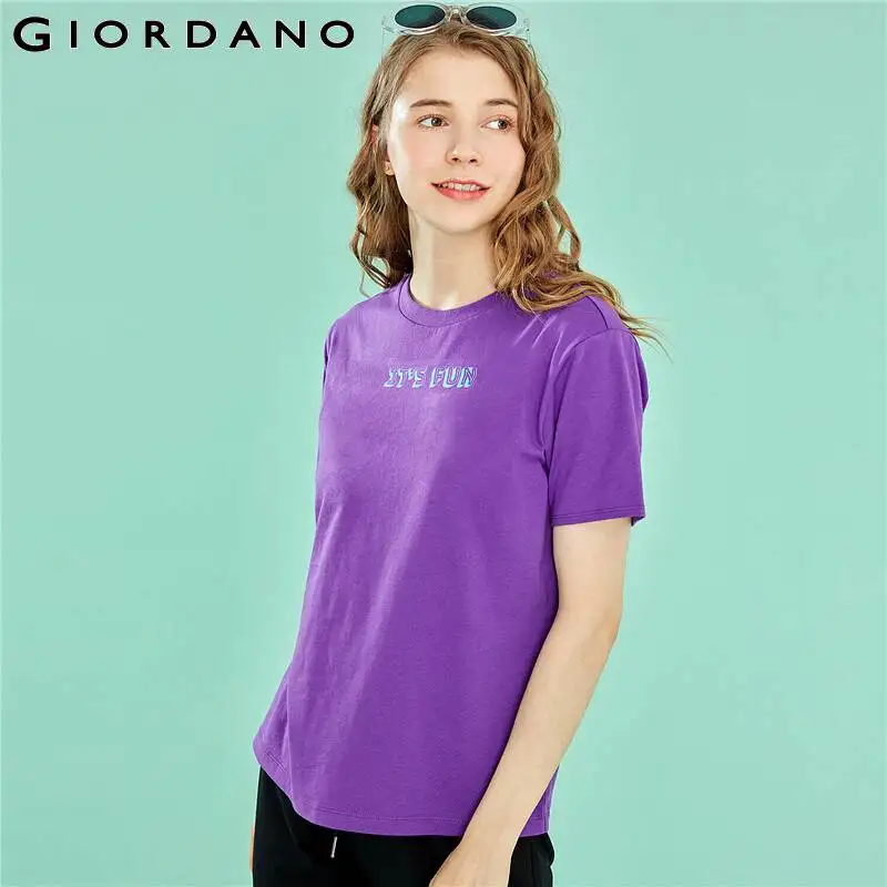 Женская футболка Giordano с 3D принтом и круглым вырезом | одежда