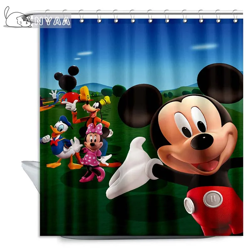

Nyaa Mickey Shower Curtains Educational Waterproof Polyester Fabric Bathroom Curtains For Home Decor